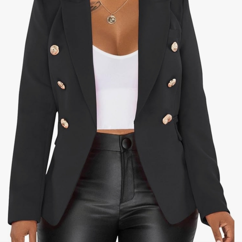 Black blazer with gold button details - Picture 3 of 12